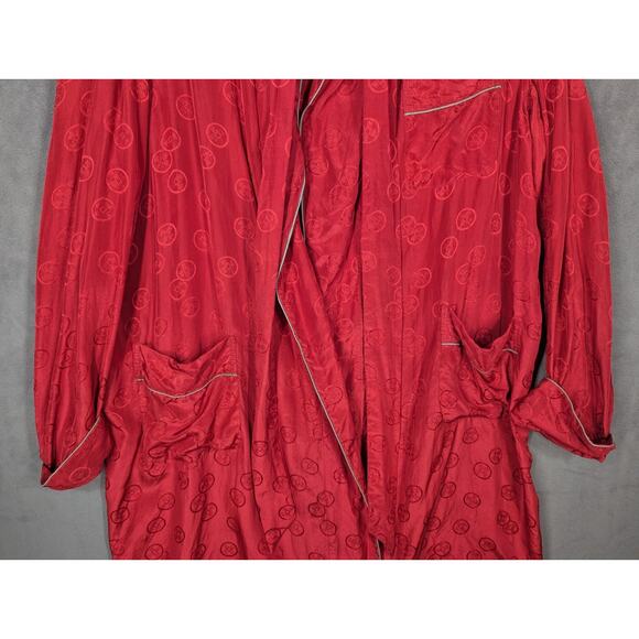 Gimbels Robe Men's Red Large Silk With Belt Vintage - Picture 3 of 11